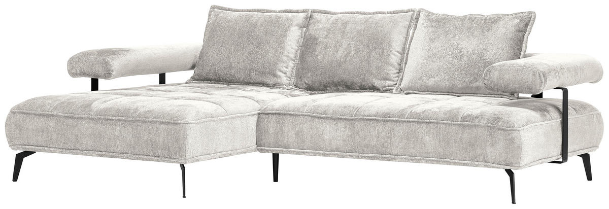 ECKSOFA in Webstoff Beige  - Beige/Schwarz, Design, Textil/Metall (180/266cm) - Welnova