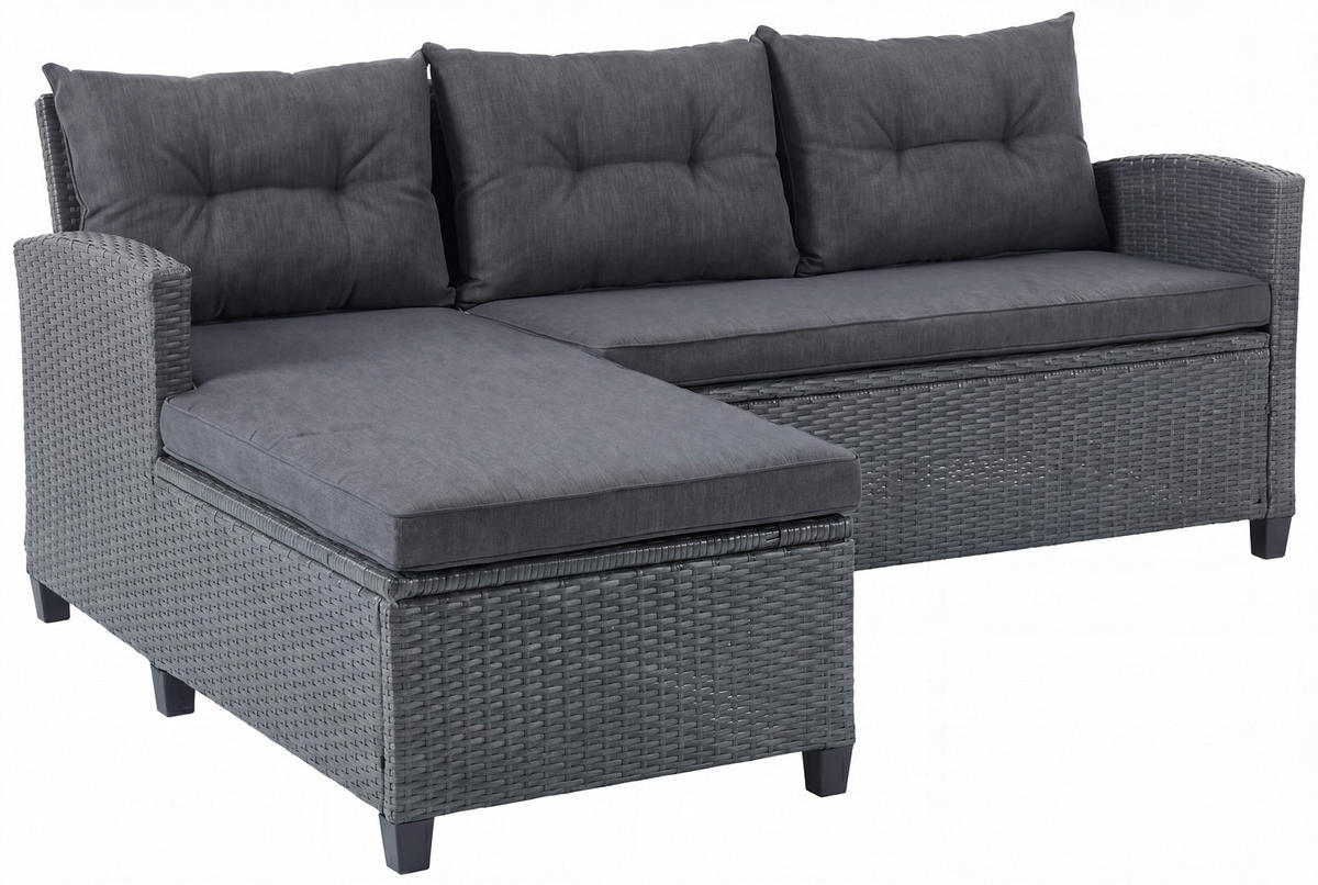 LOUNGE GARNITURA   metal, plastika, tekstil  siva    - siva, Moderno, metal/tekstil - Ambia Garden