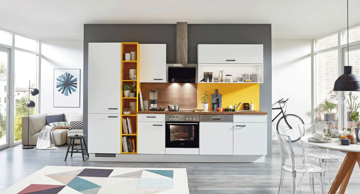 KUCHYNSKÁ LINKA SILVIO 320 - žltá/biela, Design, kompozitné drevo (320cm) - Celina