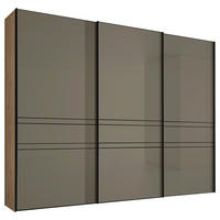 SCHWEBETÜRENSCHRANK 280/222/68 cm 3-türig Eiche Artisan, Mokka  - Graphitfarben/Eiche Artisan, Design, Glas/Holzwerkstoff (280/222/68cm) - Moderano