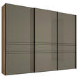 SCHWEBETÜRENSCHRANK 280/240/68 cm 3-türig Eiche Artisan, Mokka  - Graphitfarben/Eiche Artisan, Design, Glas/Holzwerkstoff (280/240/68cm) - Moderano
