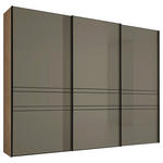 SCHWEBETÜRENSCHRANK 249/222/68 cm 3-türig Eiche Artisan, Mokka  - Graphitfarben/Eiche Artisan, Design, Glas/Holzwerkstoff (249/222/68cm) - Moderano