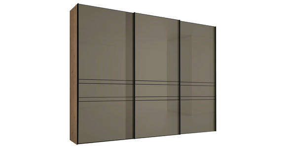 SCHWEBETÜRENSCHRANK 280/240/68 cm 3-türig Eiche Artisan, Mokka  - Graphitfarben/Eiche Artisan, Design, Glas/Holzwerkstoff (280/240/68cm) - Moderano