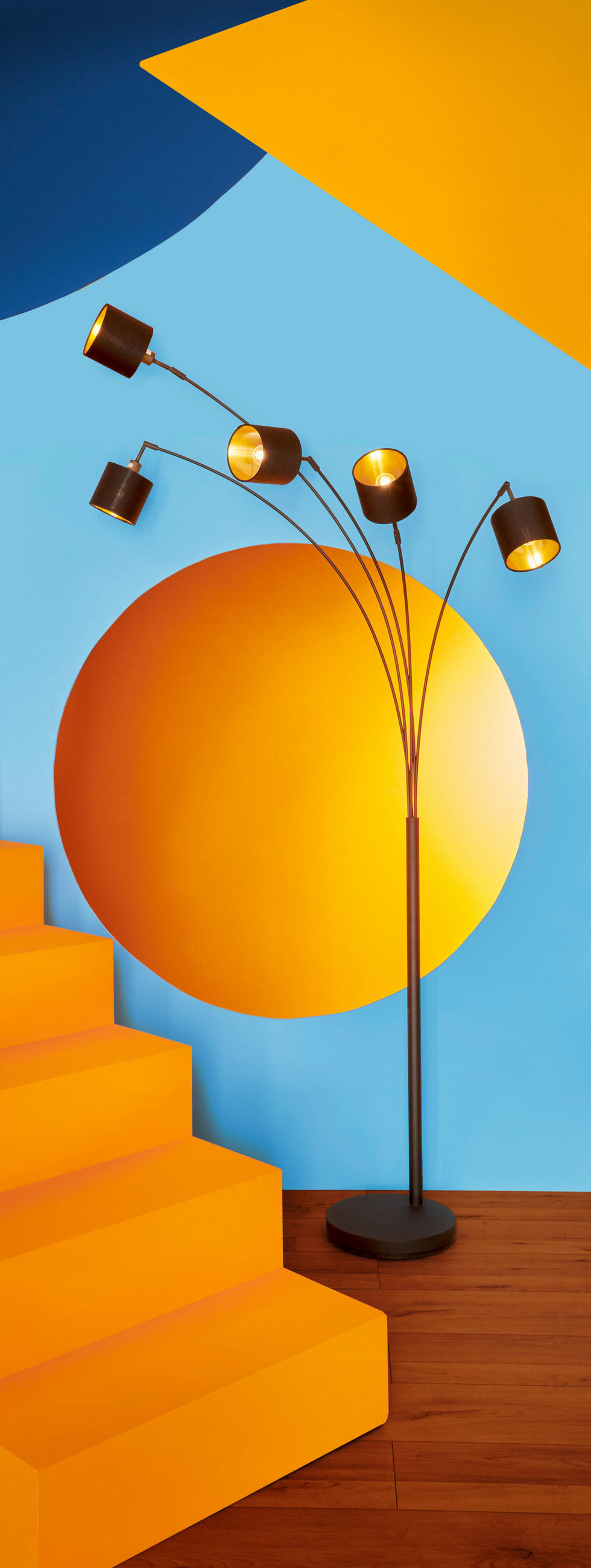 OBLÚKOVÁ LAMPA, 71,5/200 cm  - čierna/zlatá, Lifestyle, kov/textil (71,5/200cm)