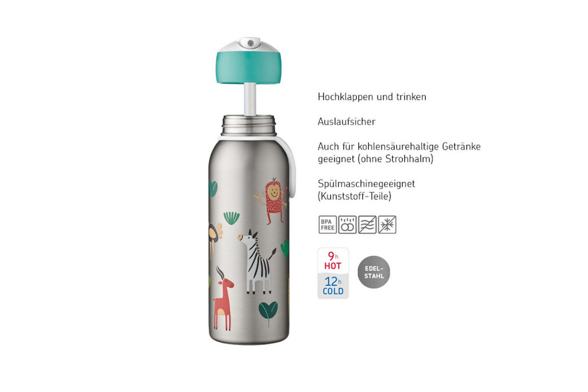 KINDERTRINKFLASCHE  - Türkis/Multicolor, Basics, Kunststoff/Metall (6,5/20,2/7,0cm) - Mepal