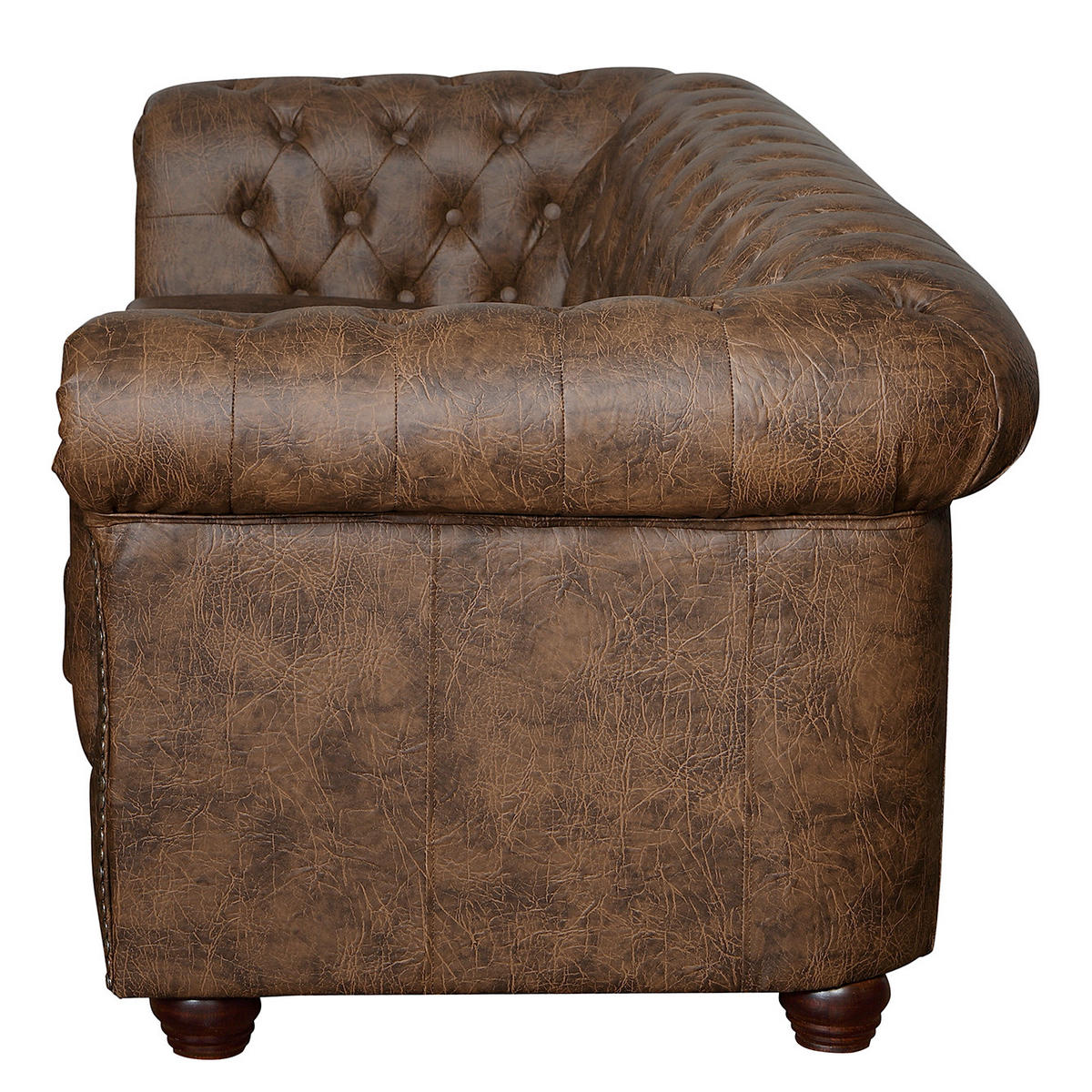 SITZGARNITUR YORK in Lederlook Braun  - Braun, Design, Holz/Textil (203/72/86cm) - P & B