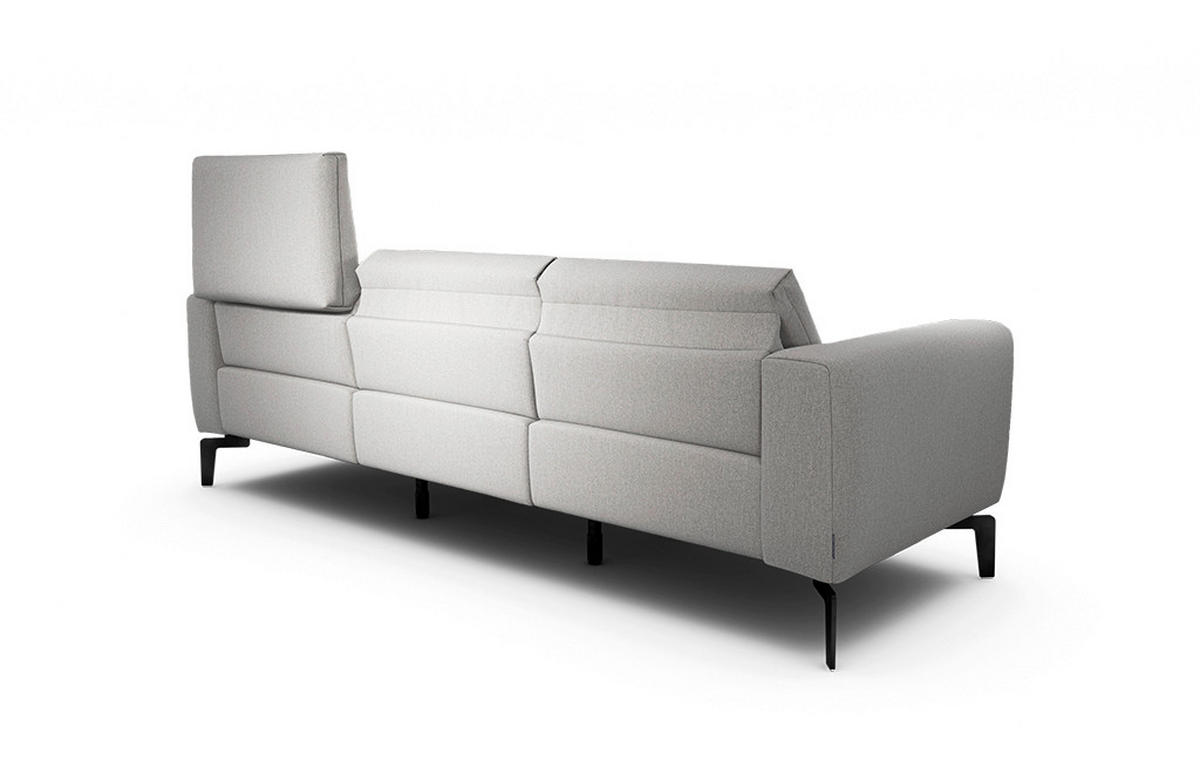 3-SITZER-SOFA Chenille Hellgrau  - Hellgrau/Schwarz, Design, Textil/Metall (250/86/86-94cm) - SENSOO