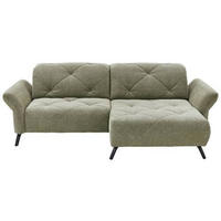 ECKSOFA in Webstoff Grün  - Schwarz/Grün, Design, Textil/Metall (244/173cm) - Moderano