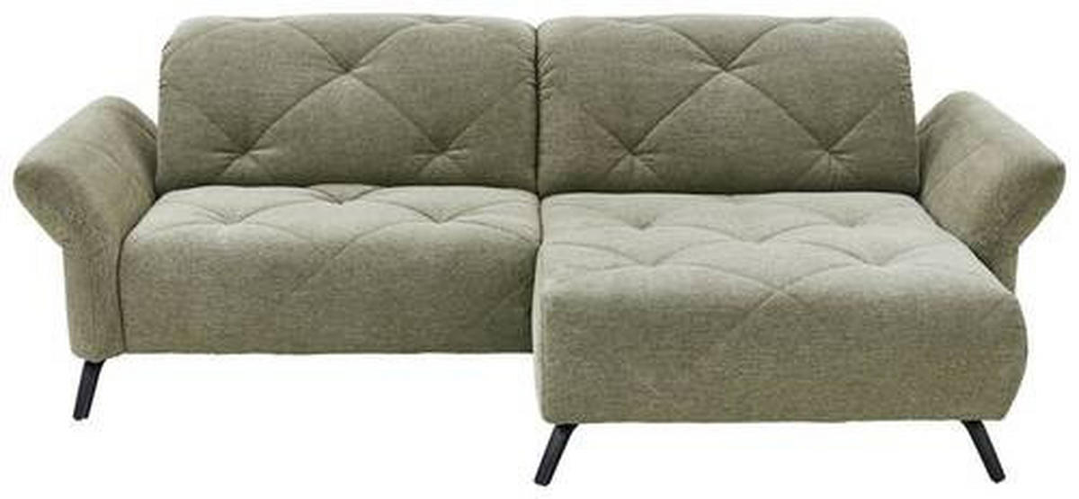 ECKSOFA in Webstoff Grün  - Schwarz/Grün, Design, Textil/Metall (244/173cm) - Moderano
