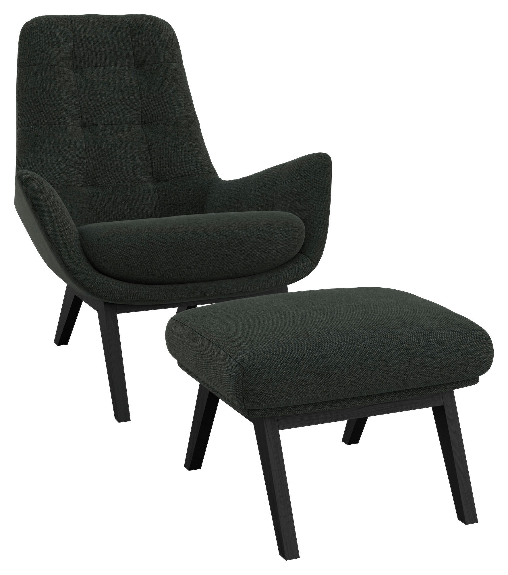 SESSELSET Flachgewebe Hocker    - Waldgrün/Schwarz, Design, Holz/Textil (84/95/96cm) - MID.YOU