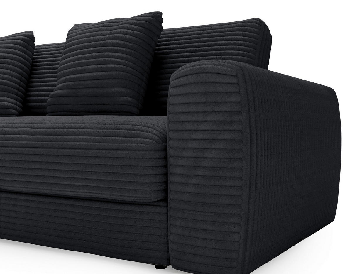 ECKSOFA in Cord Schwarz  - Schwarz, Modern, Kunststoff/Textil (182/302cm) - Carryhome