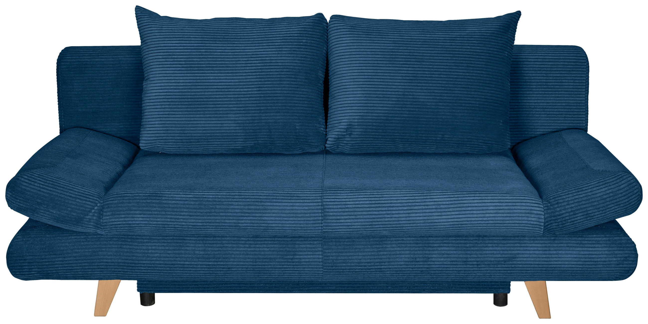 SCHLAFSOFA Cord Blau  - Blau/Buchefarben, KONVENTIONELL, Holz/Textil (200/75/85cm) - Carryhome
