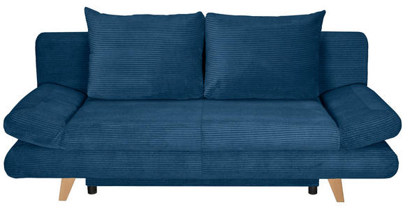 SCHLAFSOFA Cord Blau - Blau/Buchefarben, KONVENTIONELL, Holz/Textil (200/75/85cm) - Carryhome