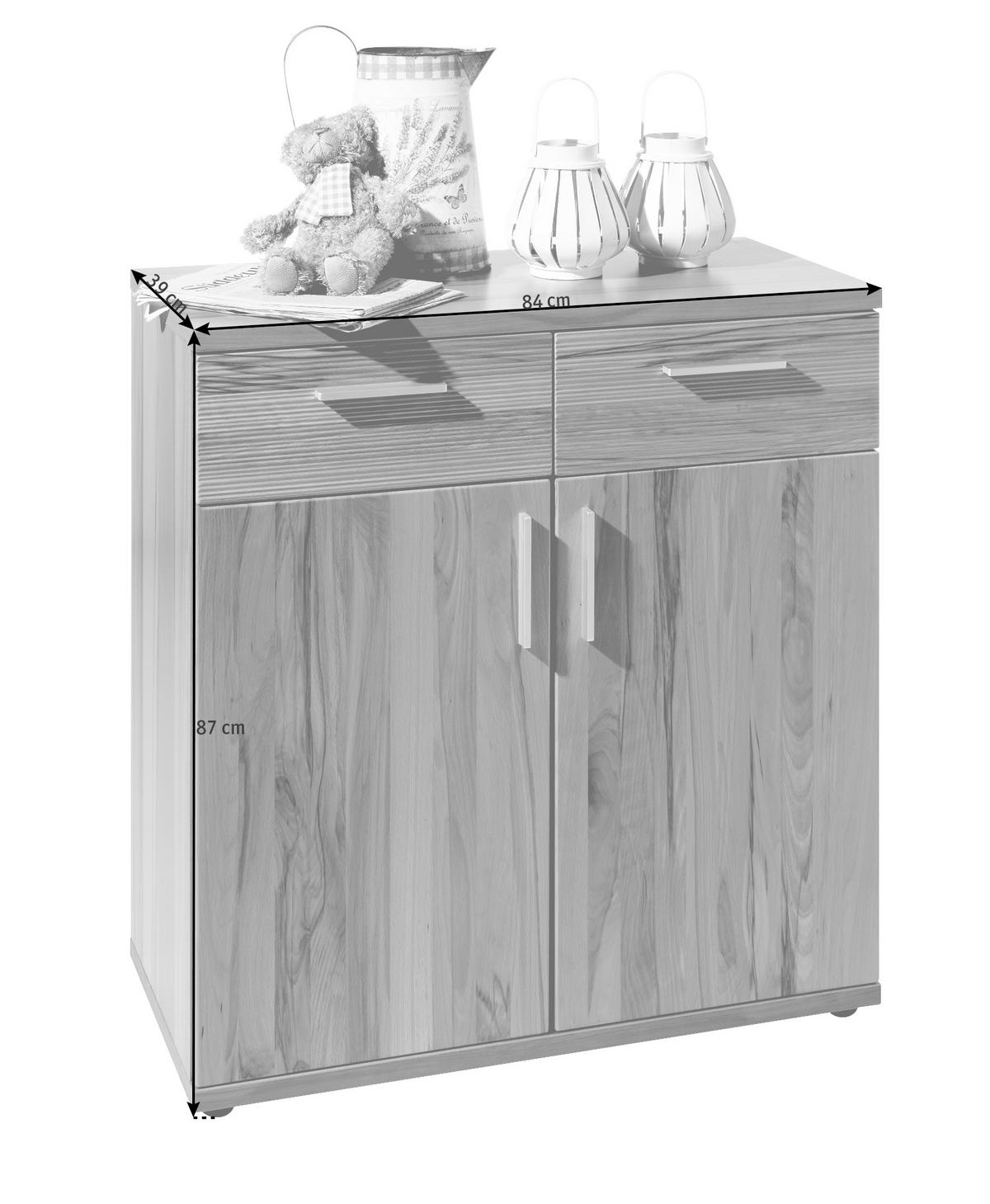 KOMMODE 84/87/39 cm  in Buchefarben  - Chromfarben/Buchefarben, Design, Holz/Holzwerkstoff (84/87/39cm)