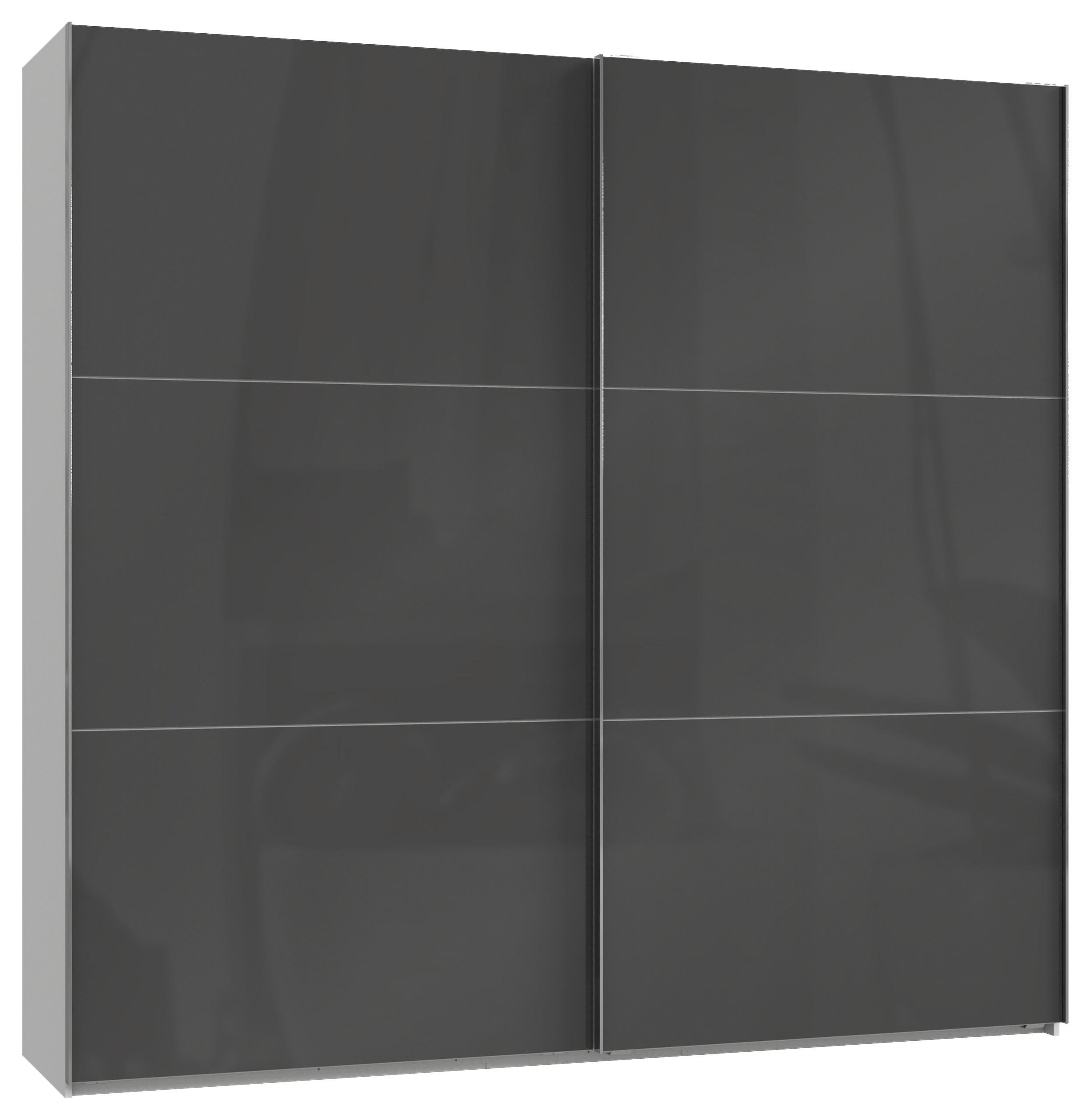 SCHWEBETÜRENSCHRANK in Weiss, Grau  - Chromfarben/Weiss, Modern, Holzwerkstoff (250/236/65cm) - MID.YOU