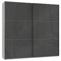 SCHWEBETÜRENSCHRANK 250/236/65 cm 2-türig Weiß, Grau  - Chromfarben/Weiß, MODERN, Holzwerkstoff (250/236/65cm) - MID.YOU