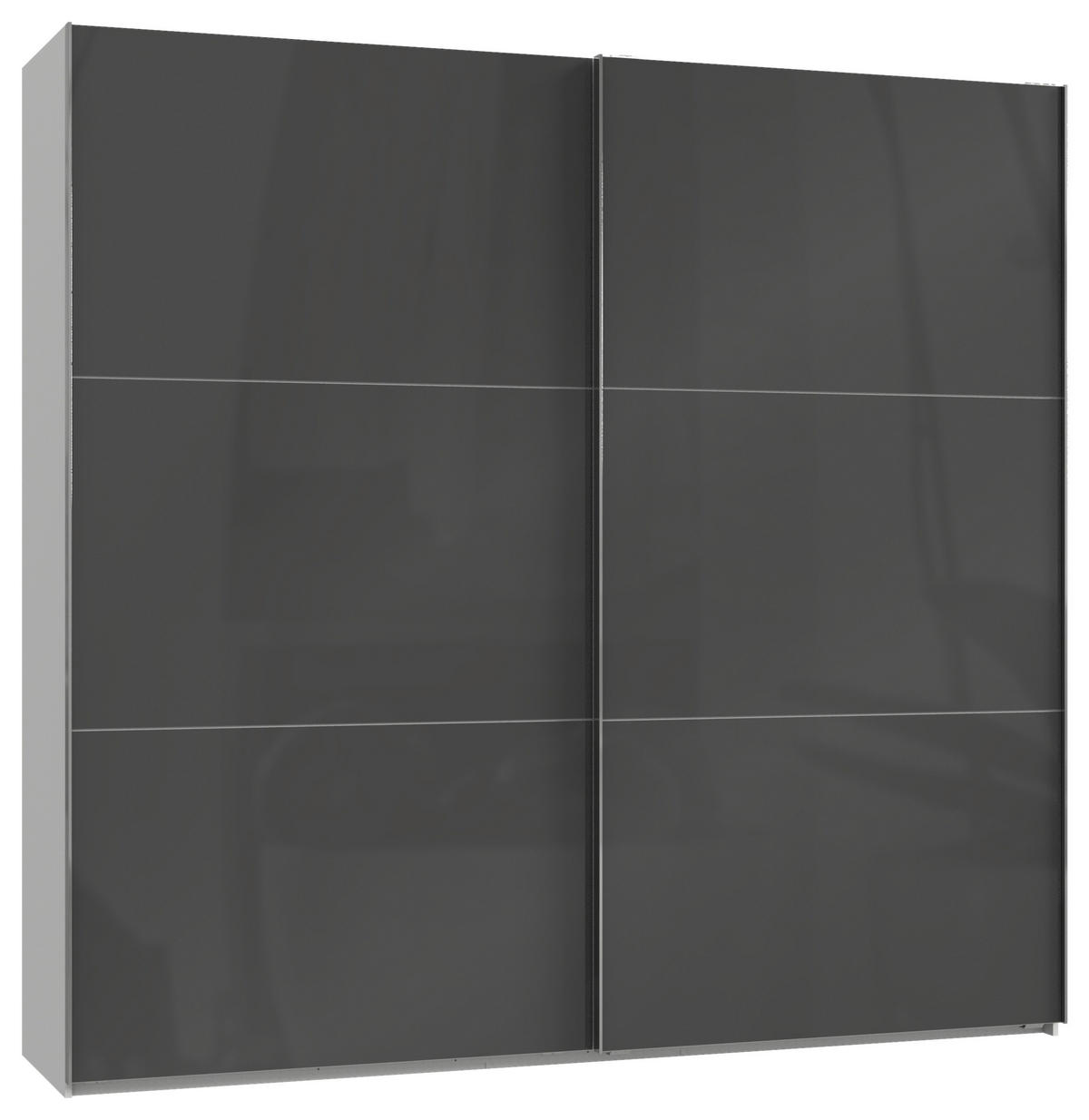 SCHWEBETÜRENSCHRANK 250/236/65 cm 2-türig Weiß, Grau  - Chromfarben/Weiß, MODERN, Holzwerkstoff (250/236/65cm) - MID.YOU