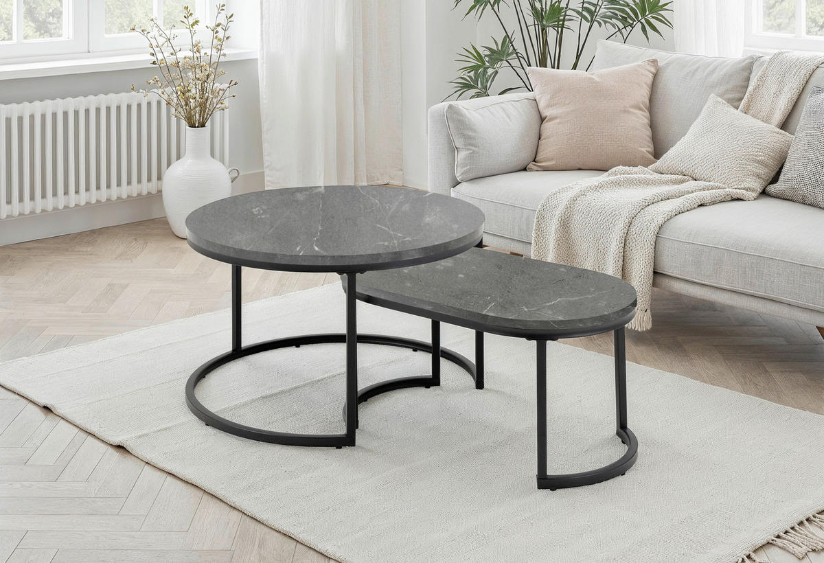 COUCHTISCH Spiro rund Anthrazit  - Anthrazit/Schwarz, Design, Holzwerkstoff/Metall (70/70/42cm) - MID.YOU