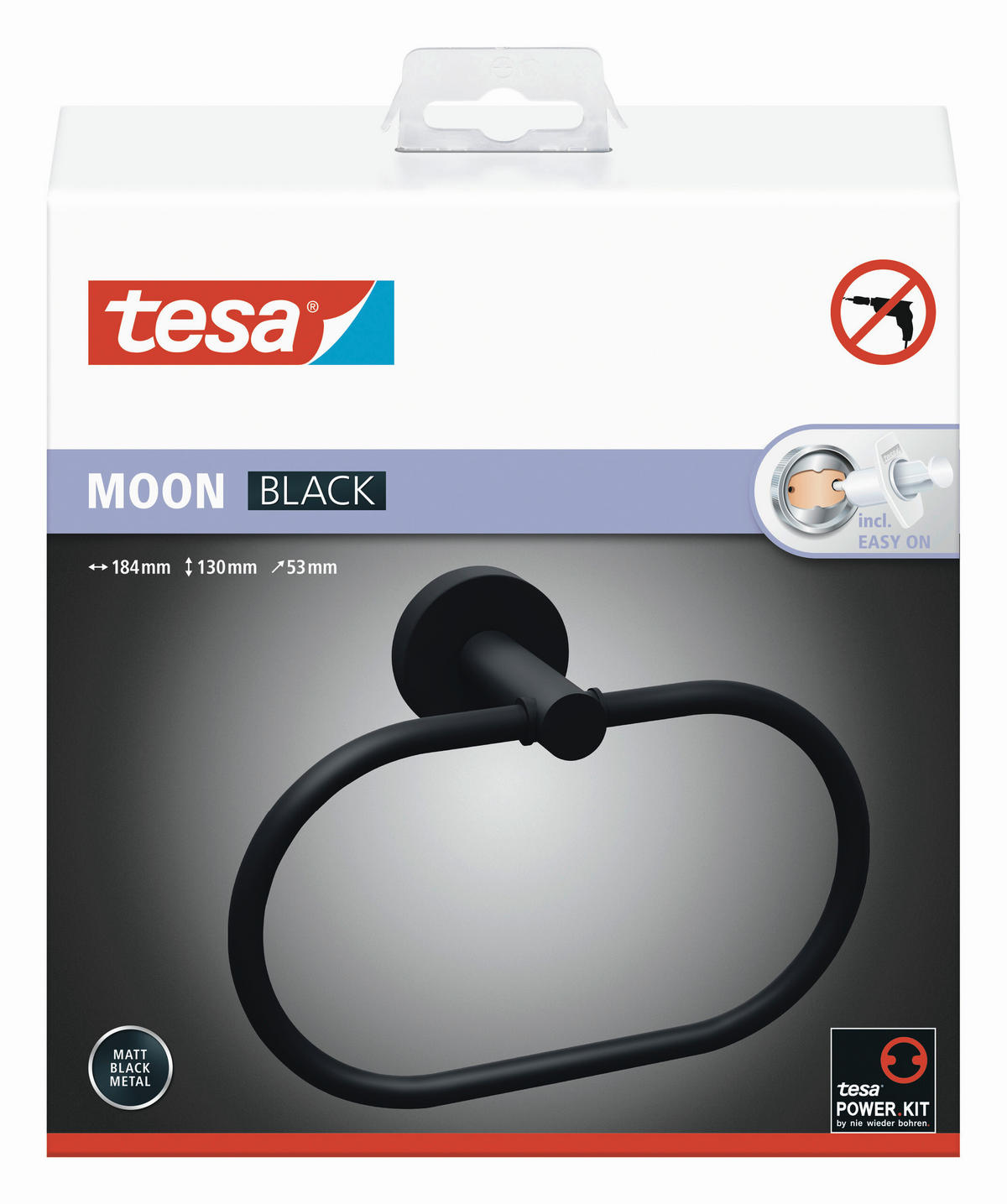 HANDTUCHHALTER Schwarz  - Schwarz, Basics, Metall (18,4/13/5,3cm) - Tesa