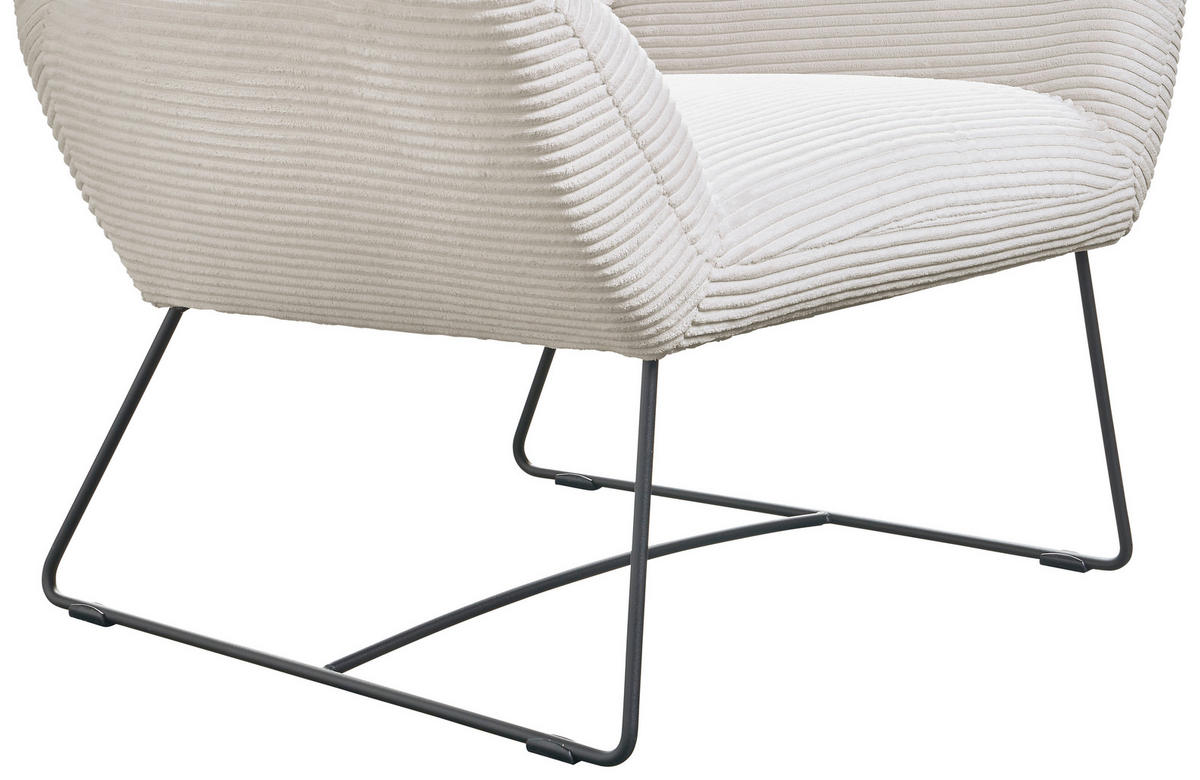 SESSEL in Cord Weiss  - Weiss/Schwarz, Design, Textil/Metall (82/102/81cm) - Hom`in