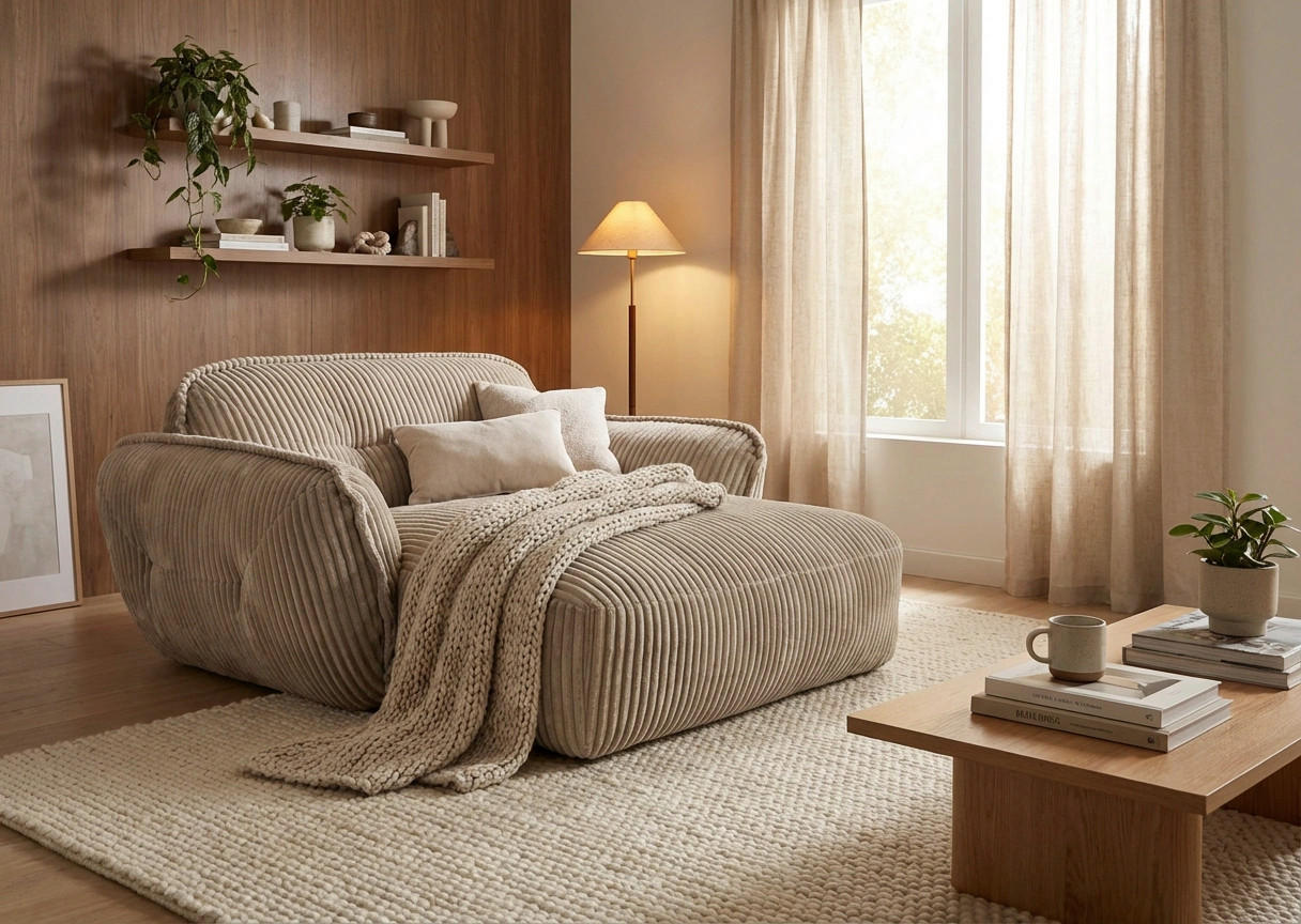 Trendmanufaktur Xxl-Sessel BE Fluffy Beige 182x87x184 cm