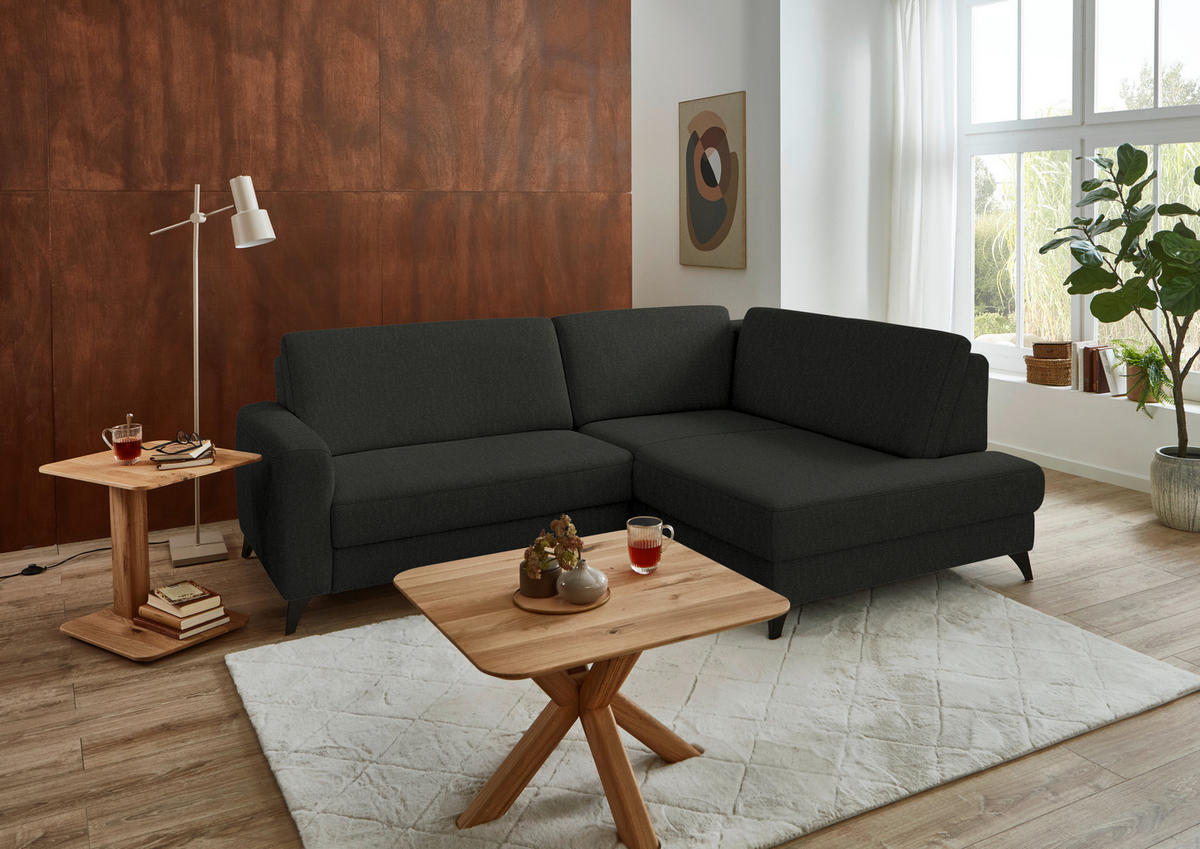 ECKSOFA  Chenille Anthrazit  - Anthrazit/Schwarz, Design, Textil/Metall (239/182cm) - Beldomo Comfort