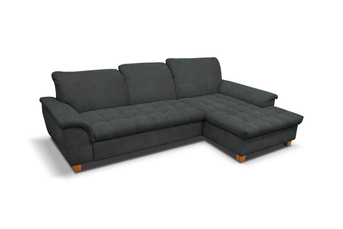 ECKSOFA Dunkelgrau Mikrofaser  - Eichefarben/Dunkelgrau, KONVENTIONELL, Holz/Textil (279/170cm) - MID.YOU