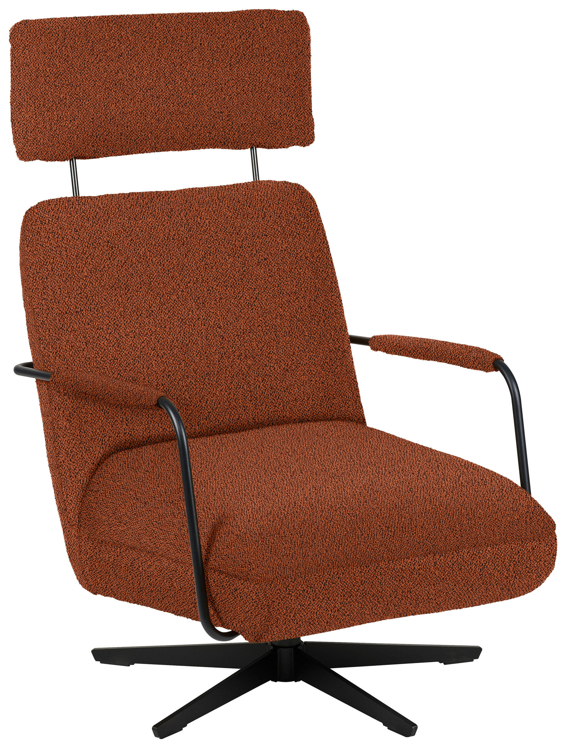 SESSEL in Flachgewebe, Bouclé Rostfarben  - Rostfarben/Schwarz, Design, Textil/Metall (71/103/91cm) - Koinor