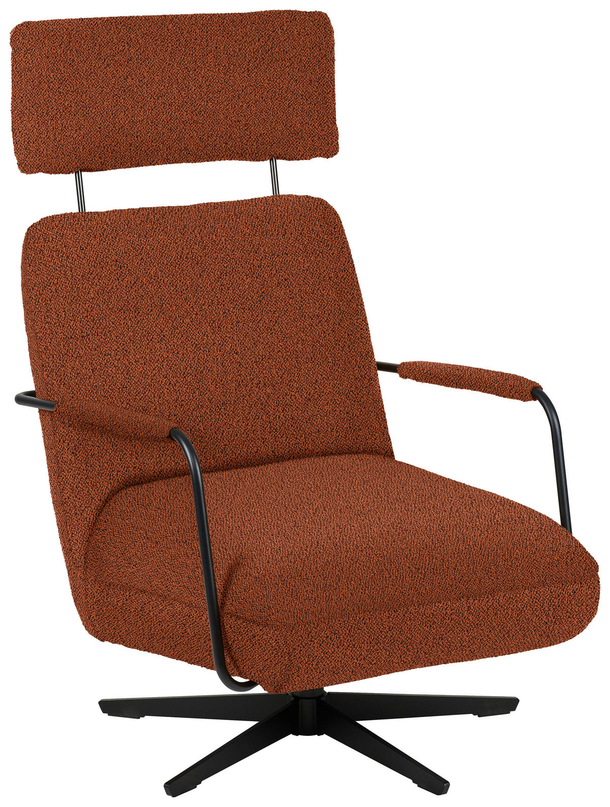 SESSEL in Flachgewebe, Bouclé Rostfarben  - Rostfarben/Schwarz, Design, Textil/Metall (71/103/91cm) - Koinor