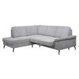 ECKSOFA Hellgrau Velours Bettkasten, Sitzvorzug  - Hellgrau/Schwarz, KONVENTIONELL, Textil/Metall (206/253cm) - Venda