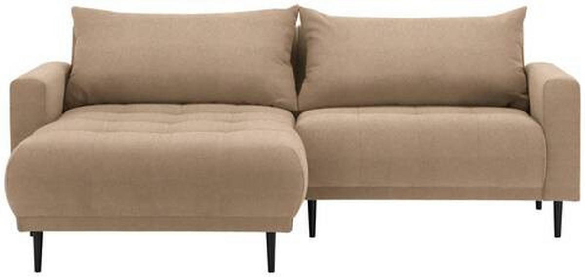 ECKSOFA in Flachgewebe Hellbraun  - Hellbraun/Schwarz, Design, Holz/Textil (160/215cm) - Stylife