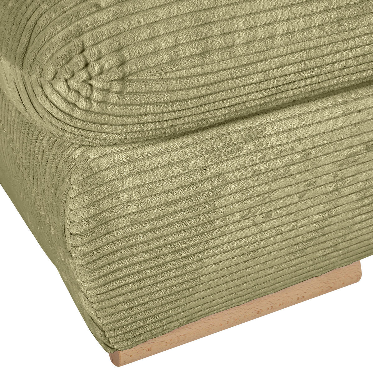 SCHLAFSOFA  mit Rücken echt, Liegefunktion Cord Hellgrün  - Naturfarben/Hellgrün, KONVENTIONELL, Holz/Textil (200/75/92cm) - home24