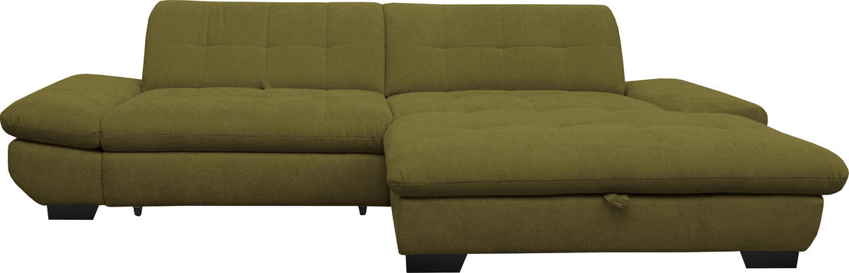 ECKSOFA in Mikrofaser Grün  - Schwarz/Grün, Design, Textil/Metall (290/198cm) - Xora