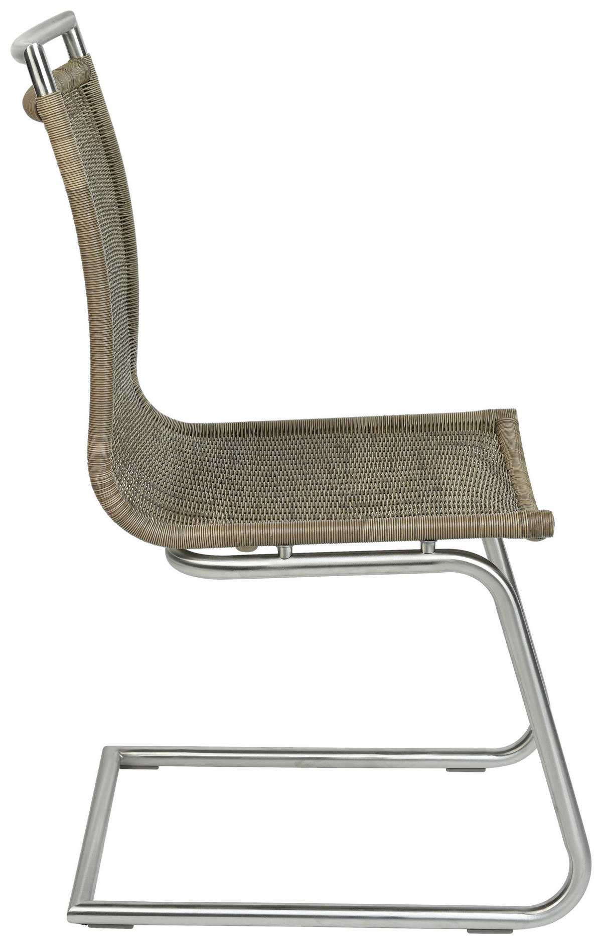 SCHWINGSTUHL  in Edelstahl, Stahl matt, Struktur  - Hellbraun/Edelstahlfarben, Design, Kunststoff/Metall (44/96/64cm) - Valdera