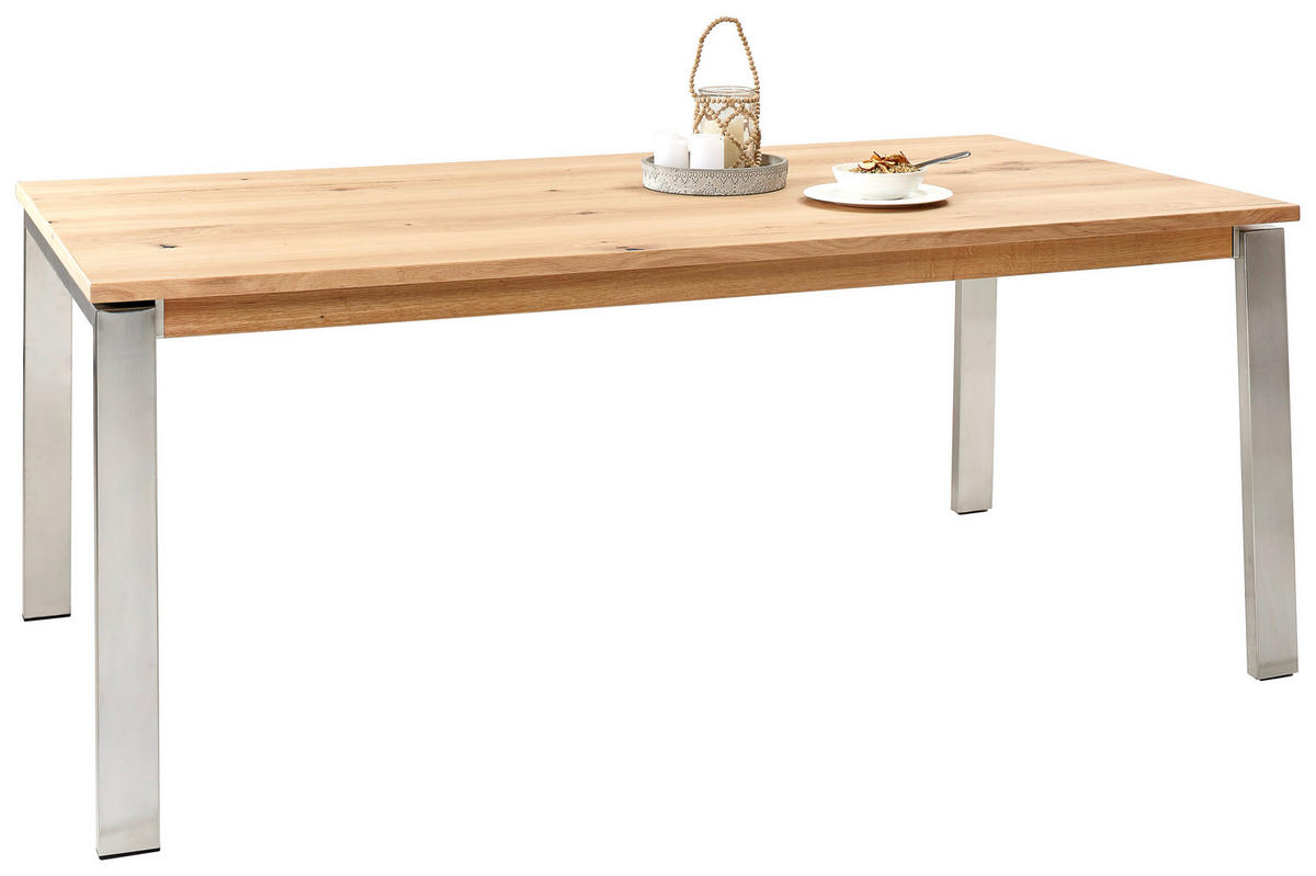ESSTISCH in Holz, Metall, Holzwerkstoff 190/100/75 cm  - Edelstahlfarben/Eichefarben, Konventionell, Holz/Holzwerkstoff (190/100/75cm) - Venjakob