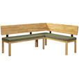 ECKBANK 248/171 cm Webstoff Grün, Eichefarben Eiche vollmassiv   - Eichefarben/Grün, KONVENTIONELL, Holz/Textil (248/171cm) - Linea Natura