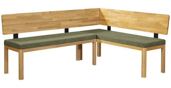 ECKBANK 248/171 cm Webstoff Grün, Eichefarben Eiche vollmassiv   - Eichefarben/Grün, KONVENTIONELL, Holz/Textil (248/171cm) - Linea Natura