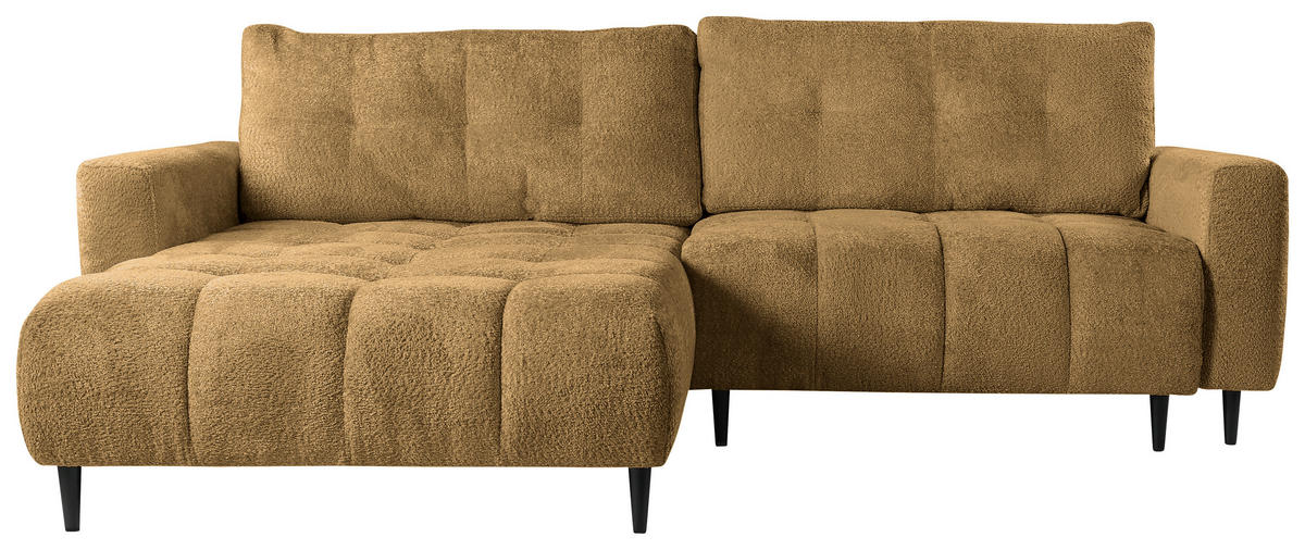ECKSOFA Honig Chenille  - Schwarz/Honig, KONVENTIONELL, Holz/Textil (180/266cm) - Carryhome