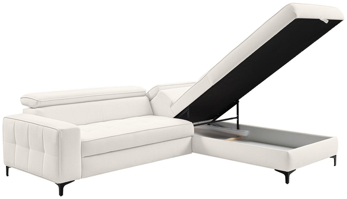 ECKSOFA  in Struktur Hellgrau  251/203 cm  - Hellgrau/Schwarz, Design, Textil/Metall (251/203cm) - MID.YOU