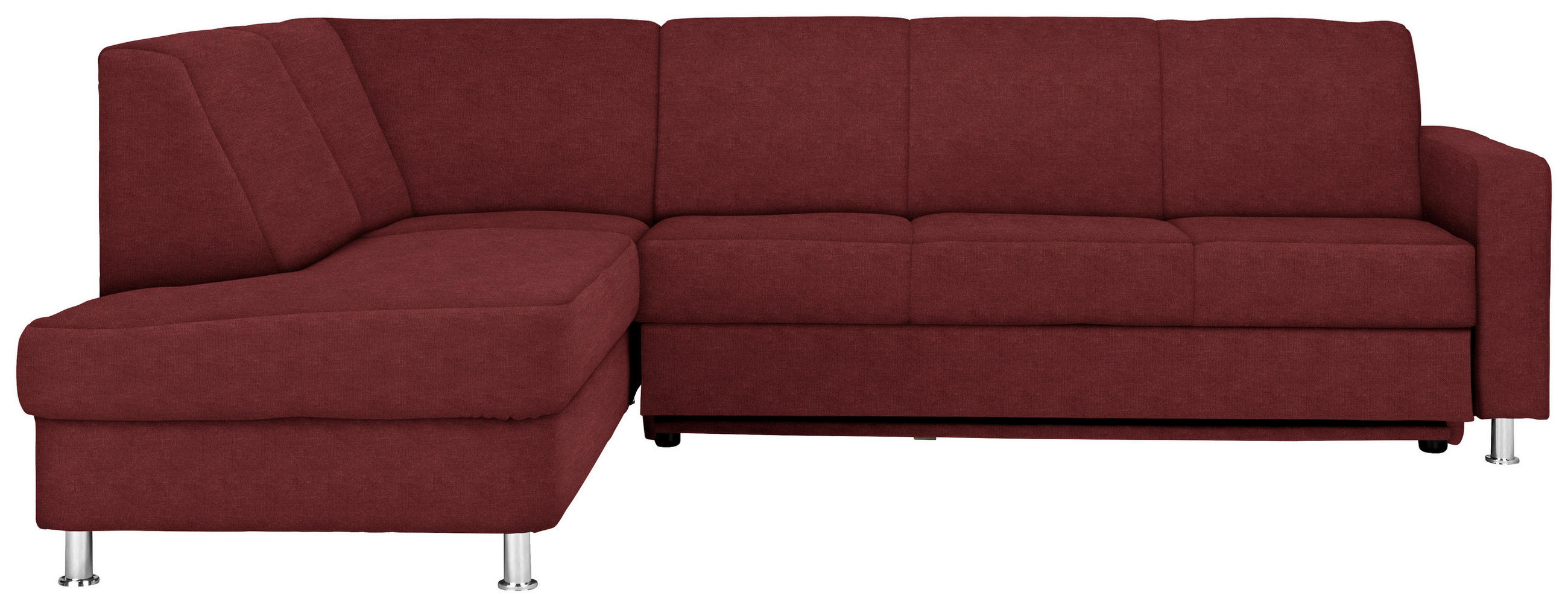 ECKSOFA in Flachgewebe Rot  198/256 cm  - Chromfarben/Rot, Design, Textil/Metall (198/256cm) - Xora