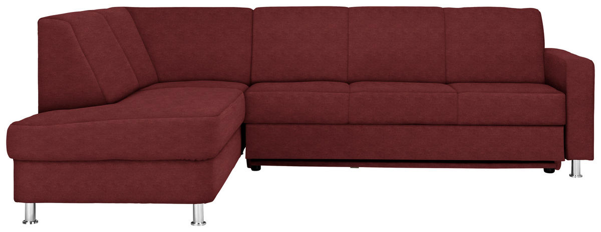 ECKSOFA in Flachgewebe Rot  - Chromfarben/Rot, Design, Textil/Metall (198/256cm) - Xora