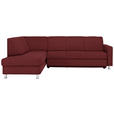 ECKSOFA in Flachgewebe Rot  - Chromfarben/Rot, Design, Textil/Metall (198/256cm) - Xora