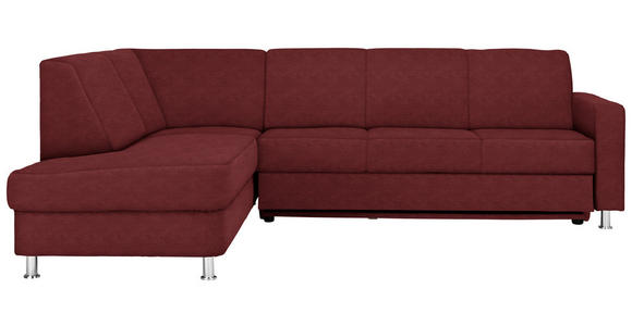 ECKSOFA in Flachgewebe Rot  - Chromfarben/Rot, Design, Textil/Metall (198/256cm) - Xora