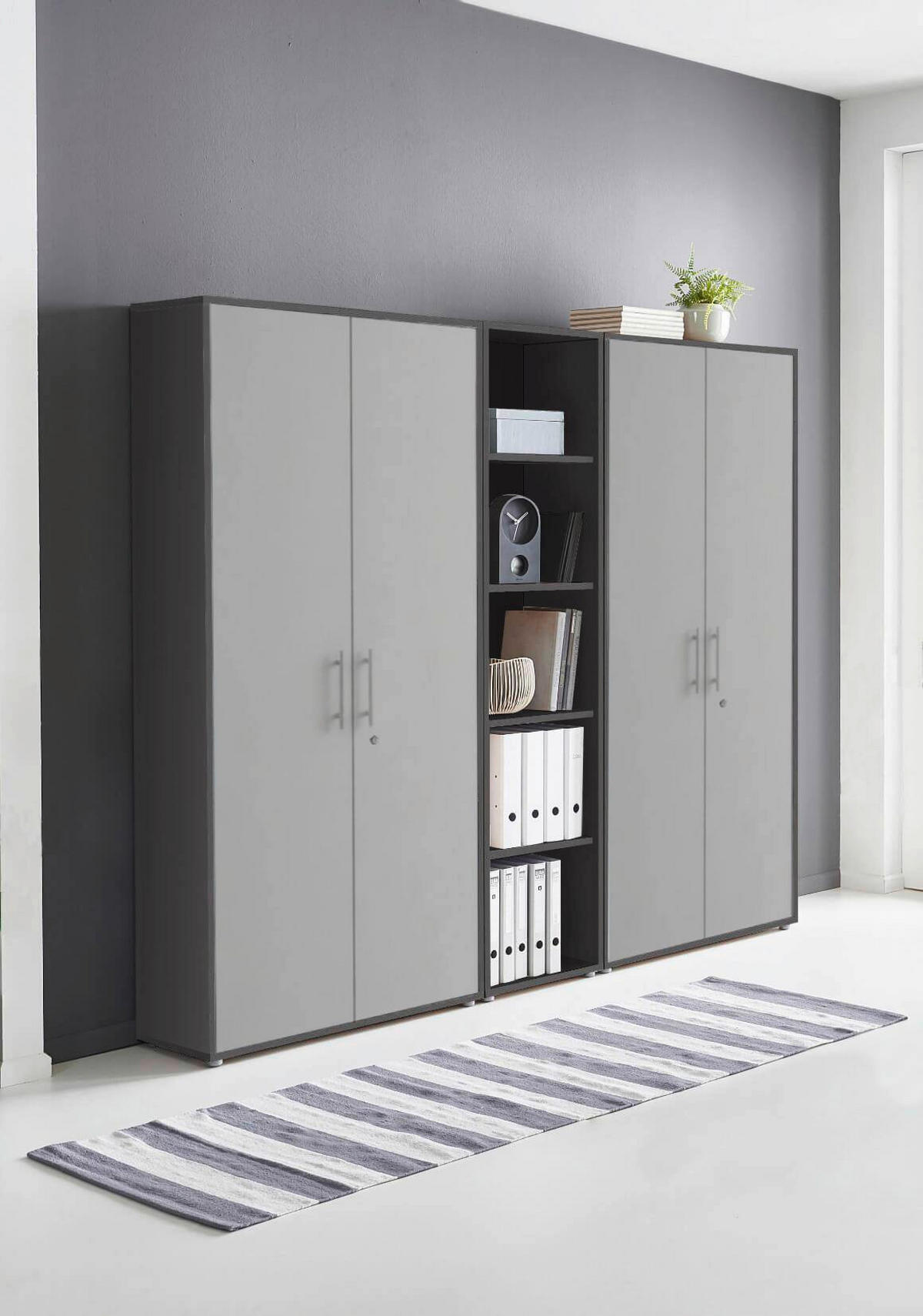 AKTENSCHRANK Anthrazit, Hellgrau  - Anthrazit/Hellgrau, MODERN, Holzwerkstoff (212,9/185,6/33cm) - MID.YOU