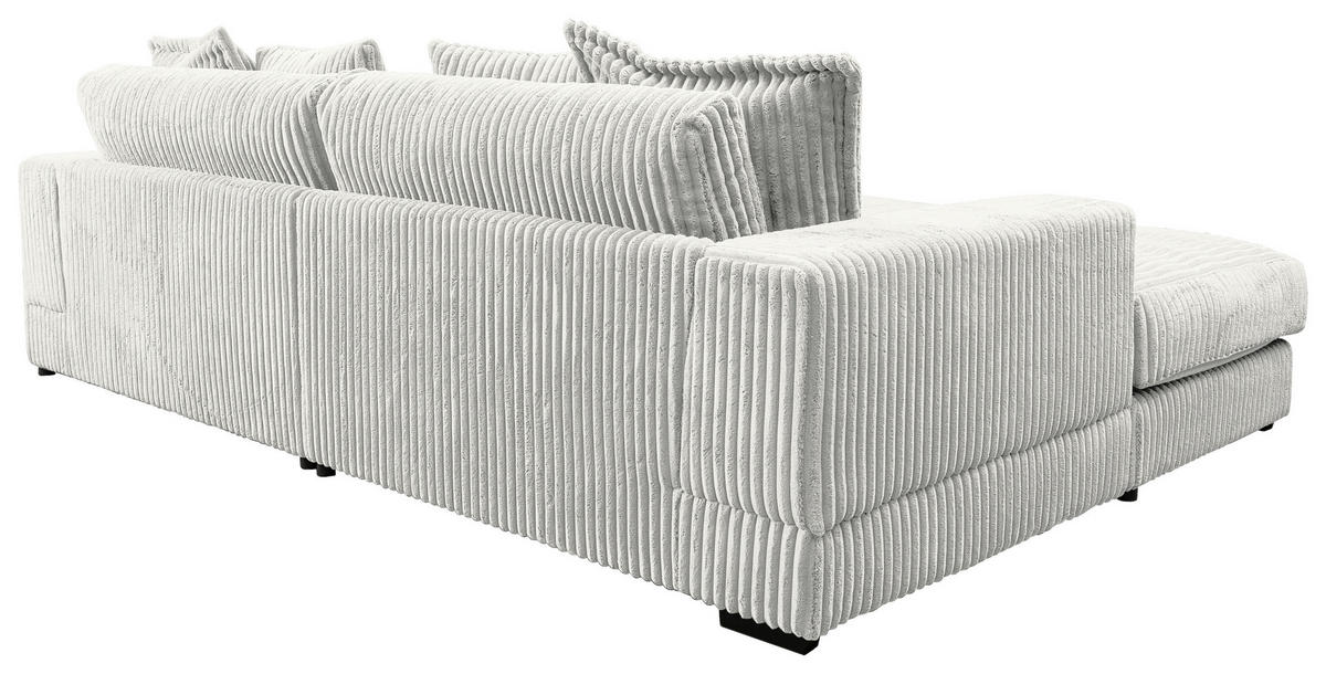 ECKSOFA in Cord Weiß  195/285 cm  - Schwarz/Weiß, Design, Kunststoff/Textil (195/285cm) - MID.YOU