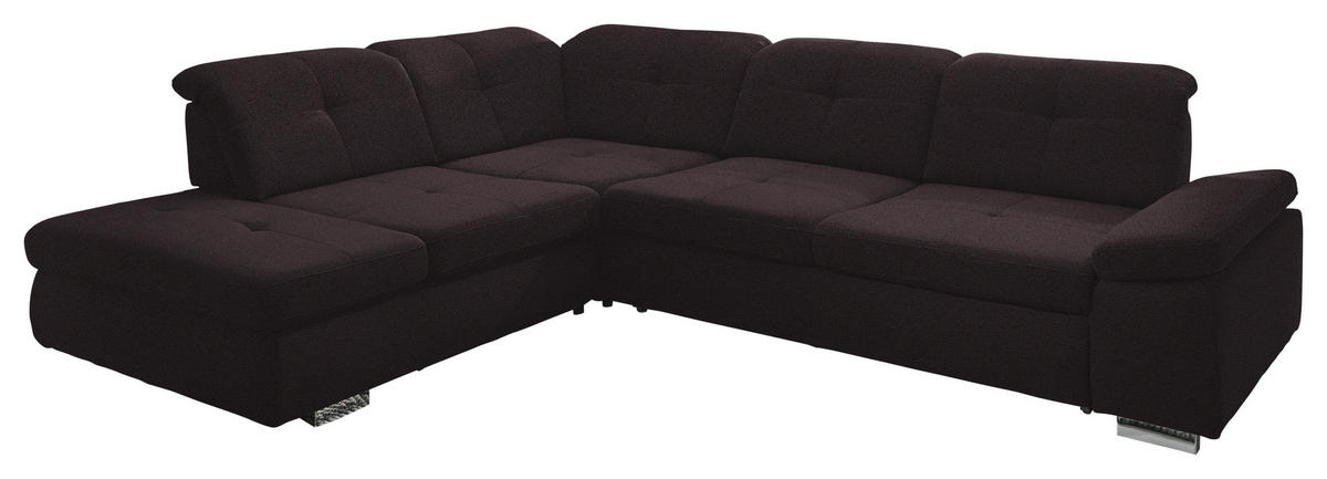 ECKSOFA  in Mikrofaser Mokka  260/312 cm  - Chromfarben/Mokka, Design, Textil/Metall (260/312cm) - Beldomo Style