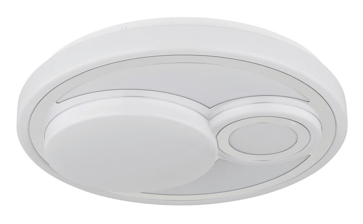 LED-DECKENLEUCHTE  38/7,5 cm    - Chromfarben/Weiss, Design, Kunststoff/Metall (38/7,5cm) - Globo