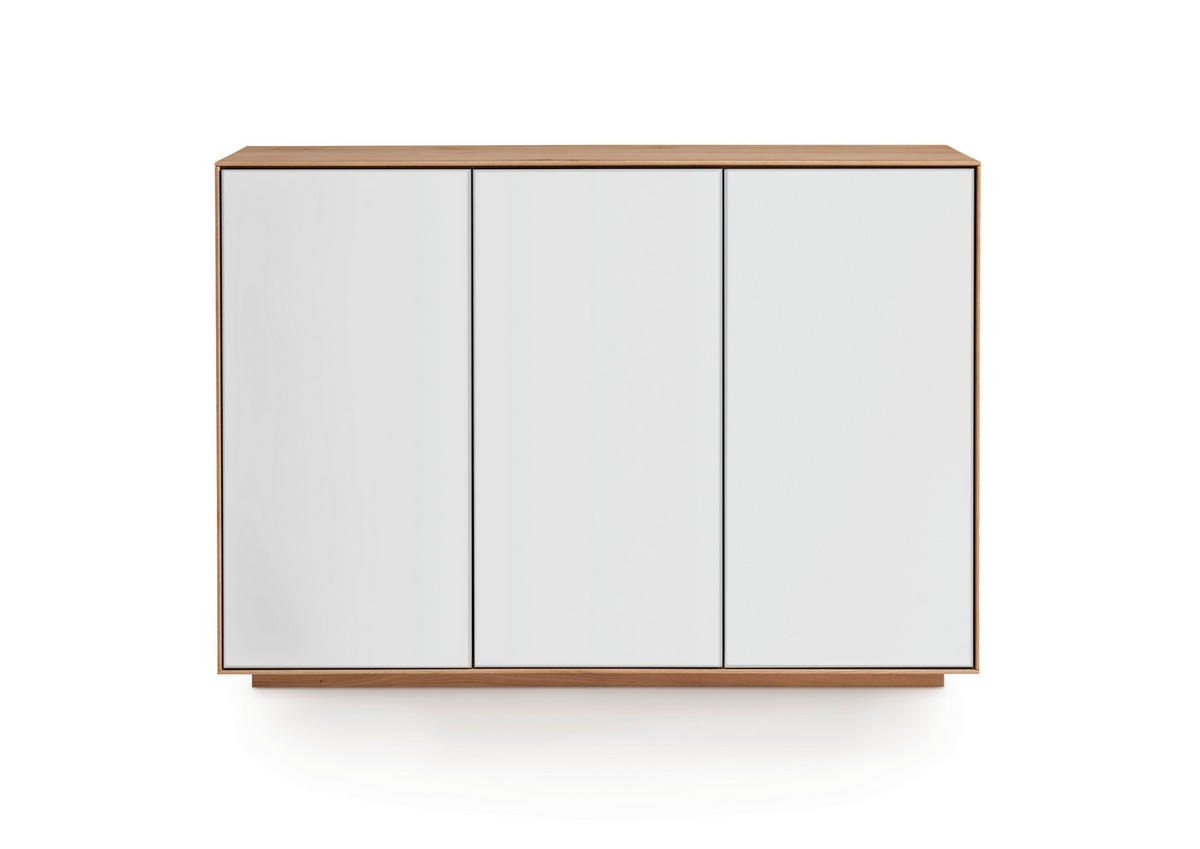KOMMODE Riva  in 119/84/37 cm  - Wildeiche/Weiß, KONVENTIONELL, Glas/Holz (119/84/37cm) - Linea Natura