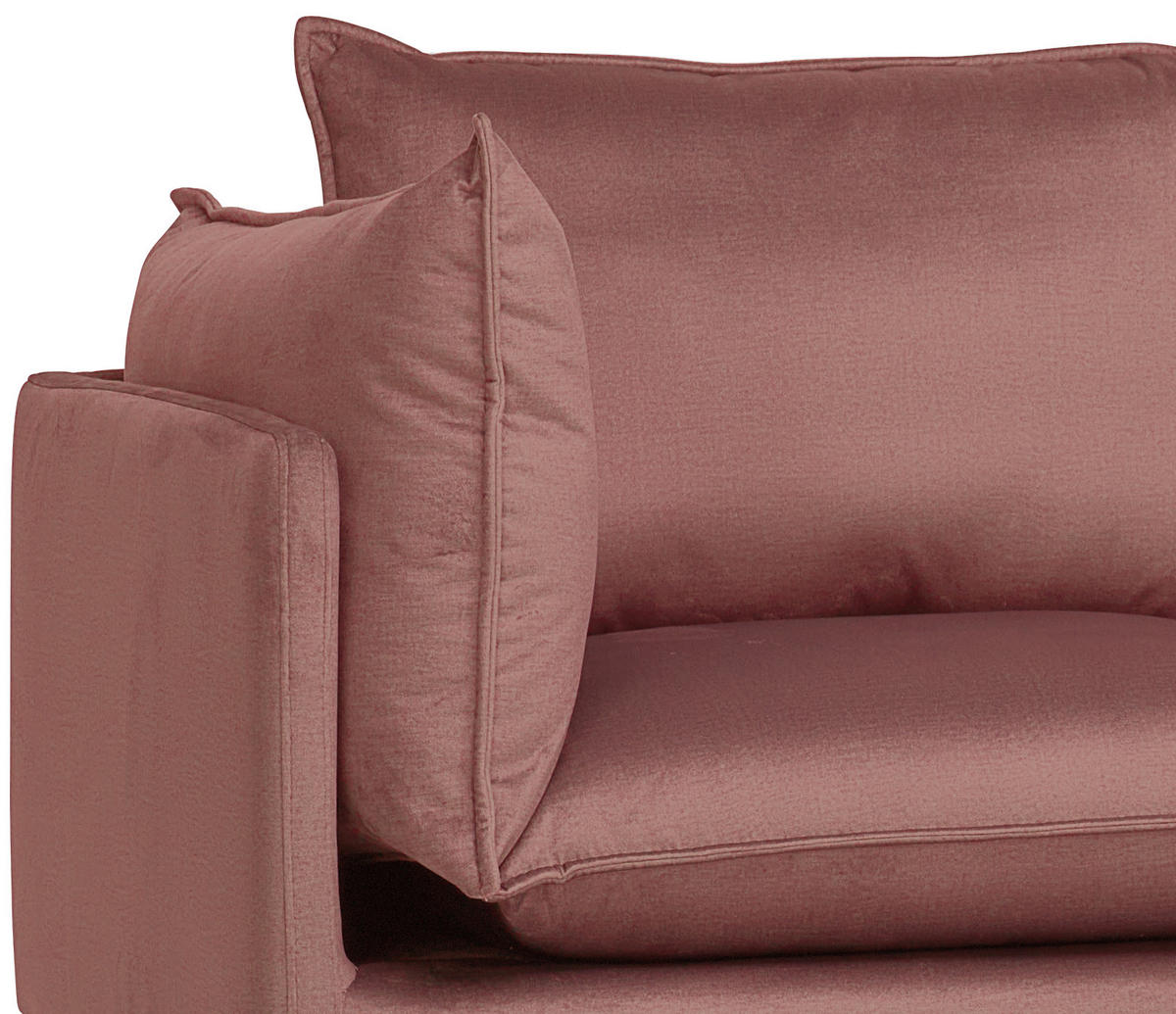 ECKSOFA in Samt Altrosa  - Schwarz/Altrosa, Design, Textil/Metall (241/200cm) - Carryhome