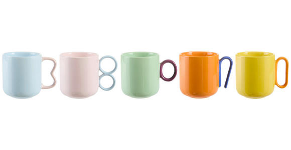 KAFFEEBECHER 420 ml - Blau/Rosa, Design, Keramik (9/9,8cm) - Novel
